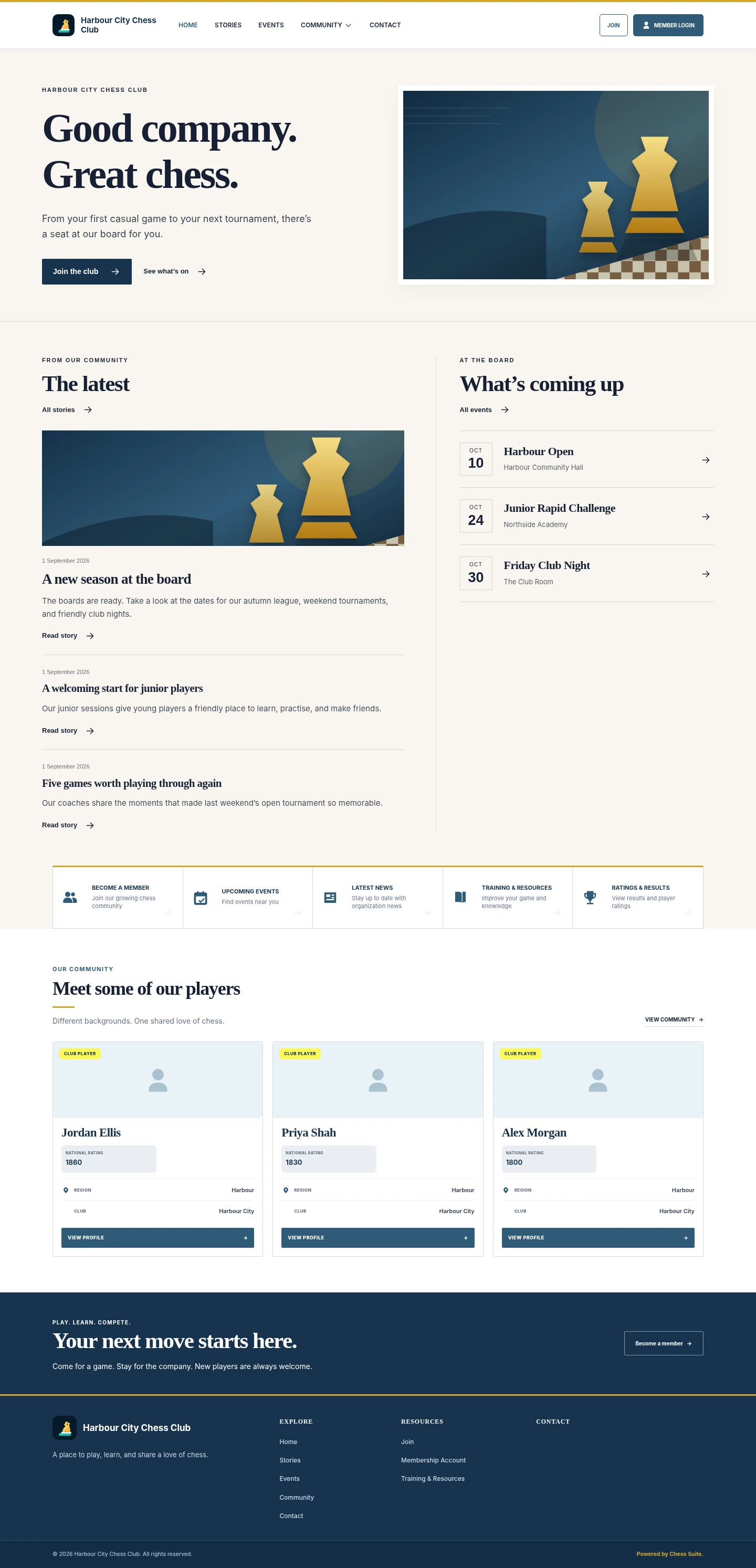 Heritage Chess Suite website design